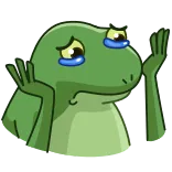 😭 grenouille, triste, pleurs, vert, dessin animé, émotion whatsapp sticker
