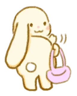 💭 Kreskówka, Słodki, Zwierzę, Królik, Królik, Torba, Naklejka whatsapp sticker