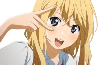 🙂 Kaori Miyazono Your Lie in April Anime, Cartone animato, Personaggio, Ragazza, Your Lie in April, Kaori Miyazono, Bionda telegram sticker