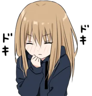 😖 ドキ 动漫, 女孩, 可爱, 脸红, 日式 whatsapp sticker