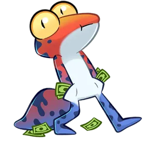 🤑 Eidechse, Geld, Cartoon, Reptil, reich, Finanzen telegram sticker