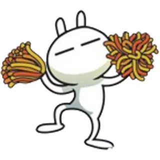 🙆‍♂ conejo, mascota, animadora, pompones, dibujos animados telegram sticker