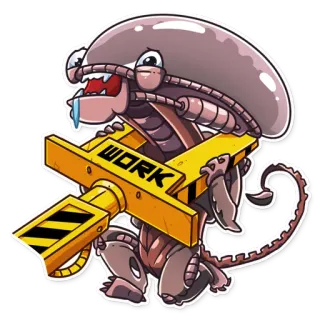 😵 Alien WORK Alien, Xénomorphe, Science-Fiction, Film, Facehugger, Travail whatsapp sticker