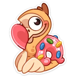 ☺️ Dodo, Uccello, Ciambella, Cartone animato, Carino, Animale, Dolci whatsapp sticker