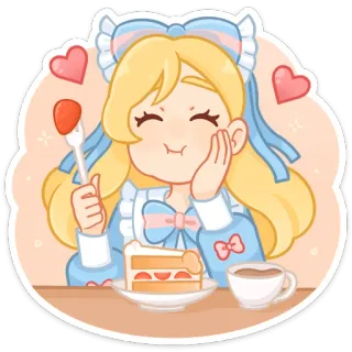 🍰 Desenho animado, Bonito, Morango, Bolo, Kawaii, Sobremesa, Comida telegram sticker