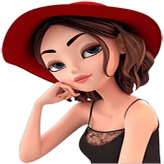🙂 kobieta, dziewczyna, kapelusz, czerwony, ładna, kreskówka, kobieca telegram sticker