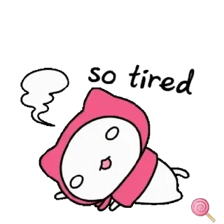 🐱 so tired cansado, desenho animado, fofo, personagem, pirulito, preguiçoso, exausto telegram sticker