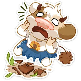 ⭐ 소, 동물, 스티커, 만화, 고장난, 슬픈, 사고 telegram sticker