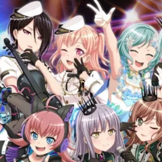 🥮 Anime, Meisjes, Band, Muziek, Personages, Groep, Schattig telegram sticker
