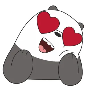 😍 Panda We Bare Bears Panda, We Bare Bears, Kartun, Mata hati, Binatang, Beruang telegram sticker
