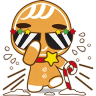 😎 manusia roti jahe, natal, liburan, kue kering, kacamata hitam, permen tongkat, meriah, kartun telegram sticker