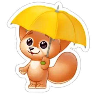 ☂️ mono, animal, ardilla, paraguas, kawaii, dibujos animados telegram sticker