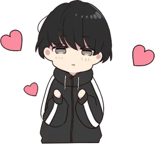 👣 애니메이션, 만화, 귀여운, 하트, 소년, 스티커 telegram sticker