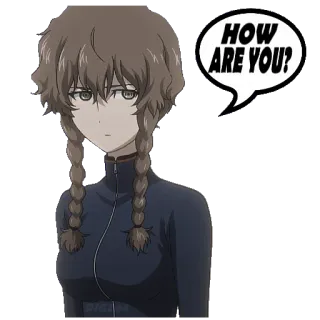 🤧 HOW ARE YOU? Anime, Saudação, Como vai?, Balão de fala, Mulher, Desenho animado telegram sticker