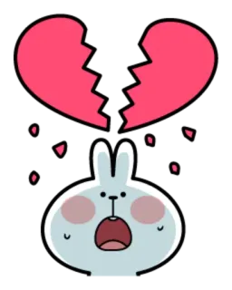 💔 coniglio, cuore spezzato, triste, cartone animato, amore, relazione, ferito whatsapp sticker