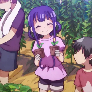 🍇 Anime, Desenho animado, Garota, Planta, Jardinagem, Fofo telegram sticker