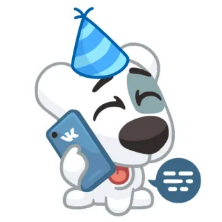 📱 dog, cartoon, phone, party, birthday telegram sticker