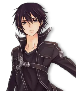 😐 Kirito Sword Art Online anime, kirito, sword art online, video game, avatar, dark hair, character telegram sticker
