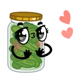 😘 sottaceto, barattolo, cartone animato, carino, kawaii, cibo, bacio whatsapp sticker