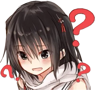 😨 ragazza anime, punto interrogativo, confusa, anime, ragazza, sticker whatsapp sticker