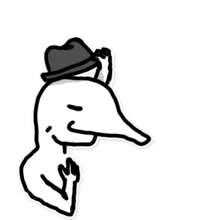 🙏 мультфильм, персонаж, шляпа, белый, черный, рисунок whatsapp sticker