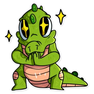 😳 alligator, crocodile, mignon, kawaii, animal, reptile telegram sticker