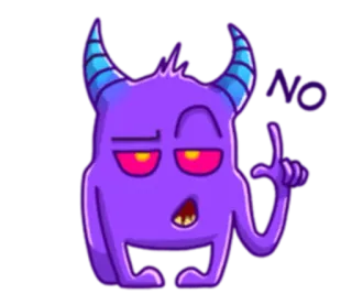 👎 NO monster, cartoon, lila, hörner, dämon, ablehnung, wütend, missbilligung whatsapp sticker