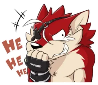 🤣 HE HE HE Furry, Cartone animato, Animale, Lupo rosso, Lupo, Guanto telegram sticker