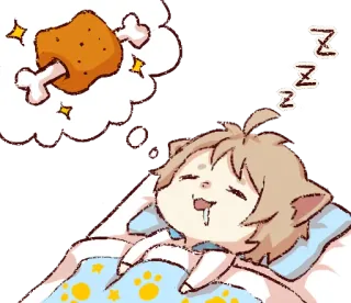😴 сон, мечта, кошка, животное, еда, милый, каваий, спящий telegram sticker