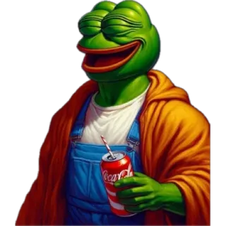 🌟 Pepe the Frog rana, pepe, meme, internet, coca-cola, bevanda telegram sticker