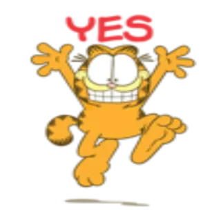 🙃 Garfield YES Garfield, kot, kreskówka, tak, pomarańczowy, humor telegram sticker