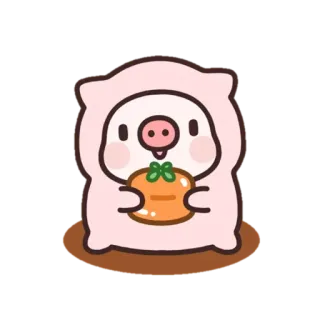 🍊 豚, 漫画, 動物, かわいい, オレンジ, 可愛い telegram sticker
