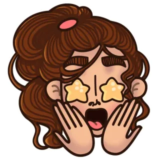 🤩 femme, dessin animé, choqué, étoiles, yeux, excité telegram sticker