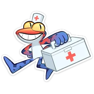🧑‍⚕️ frog, doctor, nurse, medical, cartoon telegram sticker