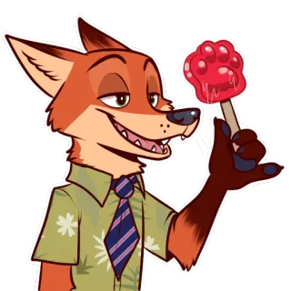 🍭 Nick Wilde Zootopia fox, zootopia, popsicle, disney, cartoon character, nick wilde telegram sticker