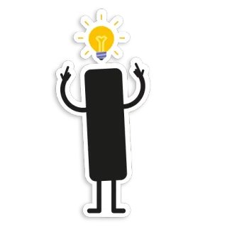 🤔 idea, lightbulb, flipping the bird, cartoon, figure telegram sticker