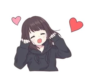 💕 动漫女孩, 可爱, 爱心, 卡通, 卡哇伊 whatsapp sticker