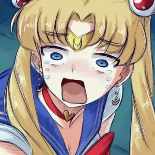 🌕 Sailor Moon animé, pleurer, triste, fanart, Sailor Moon telegram sticker