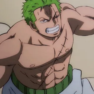 🍾 Zoro One Piece Аниме, Ван Пис, Зорро, Ророноа Зоро, Персонаж, Шрам, Зеленые волосы telegram sticker