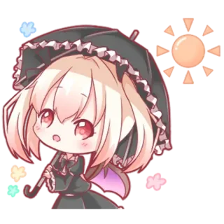 ☀️ จิบิ, อนิเมะ, น่ารัก, ร่ม, คาวาอิ, ตัวละคร telegram sticker