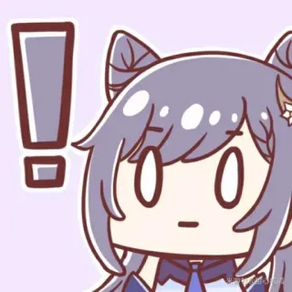 ❗ Keqing Genshin Impact Anime, Videospiel, Ausruf, Katzenohren, Genshin Impact, Keqing, lila Haare, überrascht whatsapp sticker