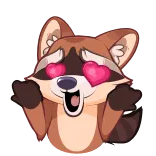 😍 Waschbär, Cartoon, Liebe, Herzen, süß, Tier telegram sticker