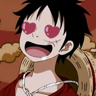 🍖 Monkey D. Luffy One Piece 애니메이션, 만화, 하트눈, 사랑, 원피스, 몽키 D. 루피 telegram sticker