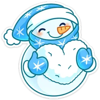 ❤️ muñeco de nieve, invierno, nieve, corazón, lindo, dibujos animados, festivo telegram sticker