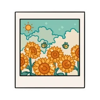 🏞 подсолнух, пчелы, природа, цветы, небо, облака, милый, мультфильм telegram sticker