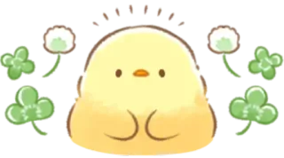 🤩 pollito, lindo, trébol, kawaii, suerte, adorable, pájaro whatsapp sticker