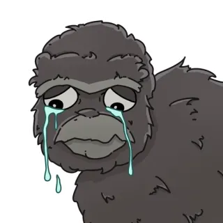 😢 gorilla, sad, crying, ape, animal, cartoon whatsapp sticker