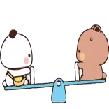 🤪 fofo, urso, animal, personagens, equilíbrio, gangorra, desenho animado, kawaii telegram sticker