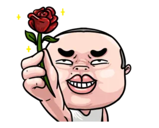 💐 dibujo animado, rosa, hombre, flor, persona, cara, divertido whatsapp sticker