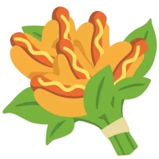 💐 Cachorros-quentes, Comida, Buquê, Flor, Engraçado, Piada, Criativo telegram sticker
